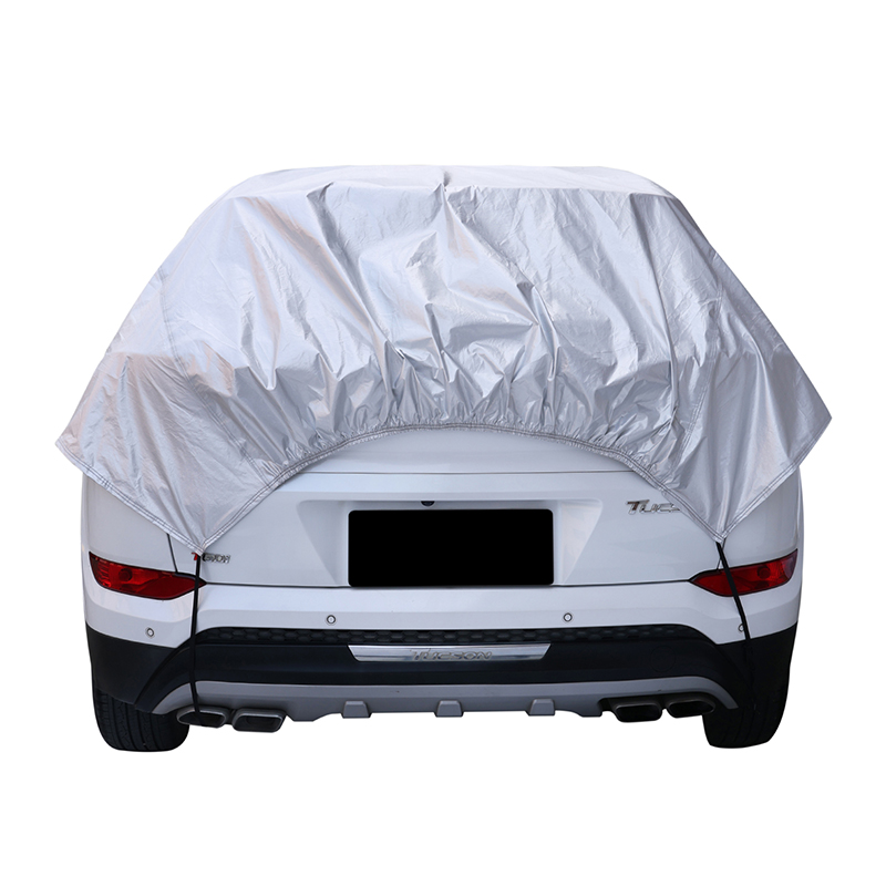 ผ้าคลุมรถครึ่งผ้าแพรแข็งโพลีเอสเตอร์ช่วยปกป้องกระจกหน้ารถและหลังคาของคุณ
